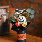 Maxbell Halloween Pumpkin Head Bouquet Creative Decorative for Home Decor Table Kids white