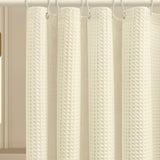 Maxbell Waffle Shower Curtains Polyester Washable Heavy Duty for Hotel Bathroom Home Beige