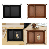Maxbell PU Leather Desktop Storage Tray Compact Organization for Keys Phone Bathroom Black