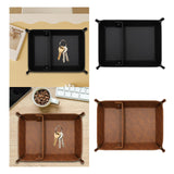 Maxbell PU Leather Desktop Storage Tray Compact Organization for Keys Phone Bathroom Black
