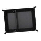 Maxbell PU Leather Desktop Storage Tray Compact Organization for Keys Phone Bathroom Black