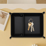 Maxbell PU Leather Desktop Storage Tray Compact Organization for Keys Phone Bathroom Black