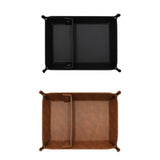 Maxbell PU Leather Desktop Storage Tray Compact Organization for Keys Phone Bathroom Black