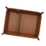 Maxbell PU Leather Desktop Storage Tray Compact Organization for Keys Phone Bathroom Dark Brown