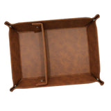 Maxbell PU Leather Desktop Storage Tray Compact Organization for Keys Phone Bathroom Dark Brown