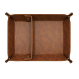 Maxbell PU Leather Desktop Storage Tray Compact Organization for Keys Phone Bathroom Dark Brown