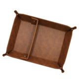 Maxbell PU Leather Desktop Storage Tray Compact Organization for Keys Phone Bathroom Dark Brown