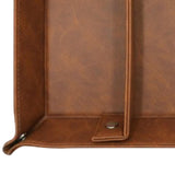 Maxbell PU Leather Desktop Storage Tray Compact Organization for Keys Phone Bathroom Dark Brown