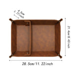 Maxbell PU Leather Desktop Storage Tray Compact Organization for Keys Phone Bathroom Dark Brown