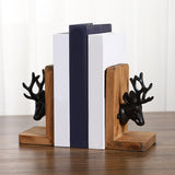 Maxbell 2x Decorative Bookends Shelves Magazines Cookbooks Recipe Books Elk Bookends