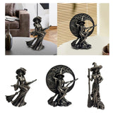 Maxbell Halloween Figurine Witch Statue Decorative Sculpture for Fireplace Home Desk Riding a broom