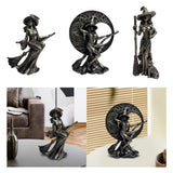 Maxbell Halloween Figurine Witch Statue Decorative Sculpture for Fireplace Home Desk Riding a broom