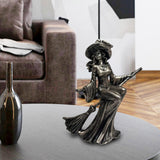 Maxbell Halloween Figurine Witch Statue Decorative Sculpture for Fireplace Home Desk Riding a broom