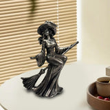 Maxbell Halloween Figurine Witch Statue Decorative Sculpture for Fireplace Home Desk Riding a broom