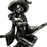 Maxbell Halloween Figurine Witch Statue Decorative Sculpture for Fireplace Home Desk Riding a broom