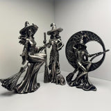 Maxbell Halloween Figurine Witch Statue Decorative Sculpture for Fireplace Home Desk Moon