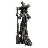 Maxbell Halloween Figurine Witch Statue Decorative Sculpture for Fireplace Home Desk Take a broom