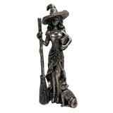 Maxbell Halloween Figurine Witch Statue Decorative Sculpture for Fireplace Home Desk Take a broom