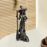 Maxbell Halloween Figurine Witch Statue Decorative Sculpture for Fireplace Home Desk Take a broom