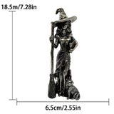 Maxbell Halloween Figurine Witch Statue Decorative Sculpture for Fireplace Home Desk Take a broom