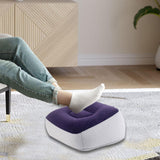 Maxbell Inflatable Foot Rest Pillow PVC Flocking Leg Rest Pillow for Travel Home Car Purple