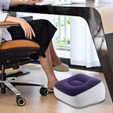 Maxbell Inflatable Foot Rest Pillow PVC Flocking Leg Rest Pillow for Travel Home Car Purple