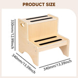 Maxbell 2 Step Stool for Kids with Handles Versatile Portable Bathroom Sink Non Slip Wood
