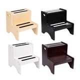 Maxbell 2 Step Stool for Kids with Handles Versatile Portable Bathroom Sink Non Slip Wood