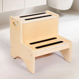 Maxbell 2 Step Stool for Kids with Handles Versatile Portable Bathroom Sink Non Slip Wood