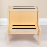 Maxbell 2 Step Stool for Kids with Handles Versatile Portable Bathroom Sink Non Slip Wood