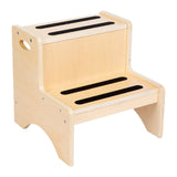 Maxbell 2 Step Stool for Kids with Handles Versatile Portable Bathroom Sink Non Slip Wood