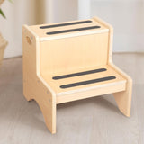 Maxbell 2 Step Stool for Kids with Handles Versatile Portable Bathroom Sink Non Slip Wood