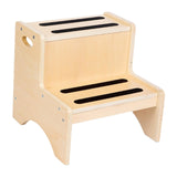 Maxbell 2 Step Stool for Kids with Handles Versatile Portable Bathroom Sink Non Slip Wood