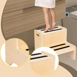 Maxbell 2 Step Stool for Kids with Handles Versatile Portable Bathroom Sink Non Slip Wood