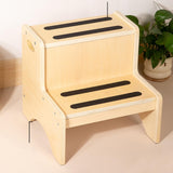 Maxbell 2 Step Stool for Kids with Handles Versatile Portable Bathroom Sink Non Slip Wood