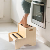 Maxbell 2 Step Stool for Kids with Handles Versatile Portable Bathroom Sink Non Slip Wood