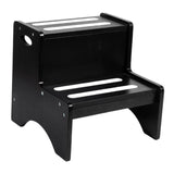Maxbell 2 Step Stool for Kids with Handles Versatile Portable Bathroom Sink Non Slip Black