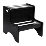 Maxbell 2 Step Stool for Kids with Handles Versatile Portable Bathroom Sink Non Slip Black