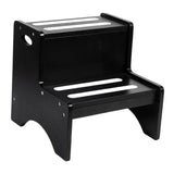 Maxbell 2 Step Stool for Kids with Handles Versatile Portable Bathroom Sink Non Slip Black