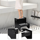 Maxbell 2 Step Stool for Kids with Handles Versatile Portable Bathroom Sink Non Slip Black