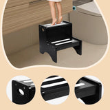 Maxbell 2 Step Stool for Kids with Handles Versatile Portable Bathroom Sink Non Slip Black