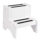 Maxbell 2 Step Stool for Kids with Handles Versatile Portable Bathroom Sink Non Slip White