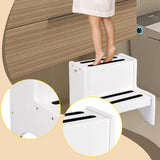 Maxbell 2 Step Stool for Kids with Handles Versatile Portable Bathroom Sink Non Slip White