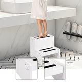 Maxbell 2 Step Stool for Kids with Handles Versatile Portable Bathroom Sink Non Slip White