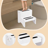 Maxbell 2 Step Stool for Kids with Handles Versatile Portable Bathroom Sink Non Slip White