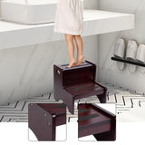 Maxbell 2 Step Stool for Kids with Handles Versatile Portable Bathroom Sink Non Slip Brown