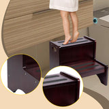 Maxbell 2 Step Stool for Kids with Handles Versatile Portable Bathroom Sink Non Slip Brown