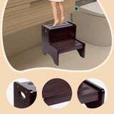 Maxbell 2 Step Stool for Kids with Handles Versatile Portable Bathroom Sink Non Slip Brown