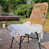 Maxbell Ruffle Chair Cushion Elegant Ruffled Chair Pad for Kitchen Farmhouse Country White