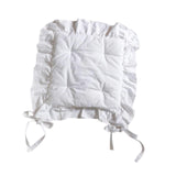 Maxbell Ruffle Chair Cushion Elegant Ruffled Chair Pad for Kitchen Farmhouse Country White